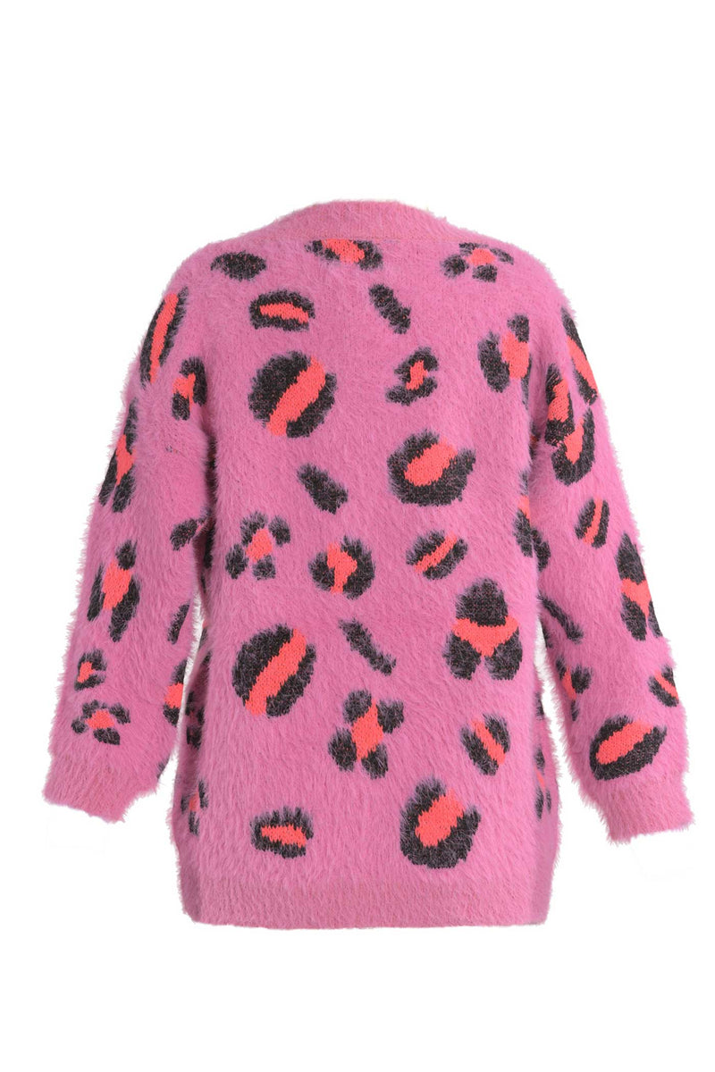 Hannah Banana Big Girls Pink Leopard Fuzzy Fashion CardiganHannah Banana Big Girls Pink Leopard Fuzzy Fashion Cardigan