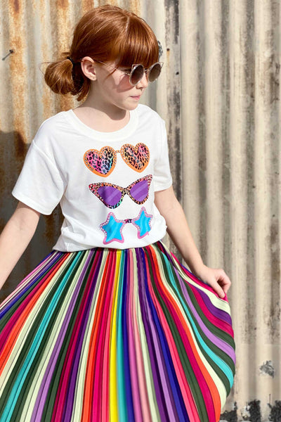 Hannah Banana Girls Rainbow Pleated Midi Skirt