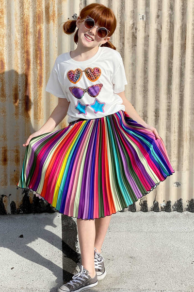 Hannah Banana Girls Rainbow Pleated Midi Skirt