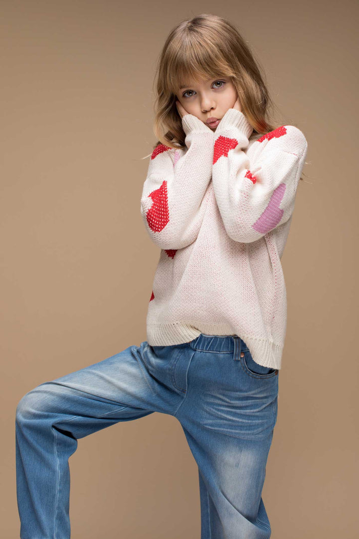 Hannah Banana Little Girl's Multi Color Heart Sweater