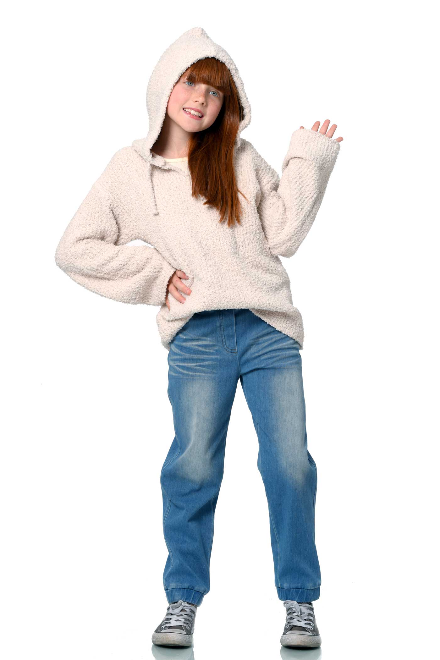 Hannah Banana Little Girl's Cozy Yarn Hoodie Sweater