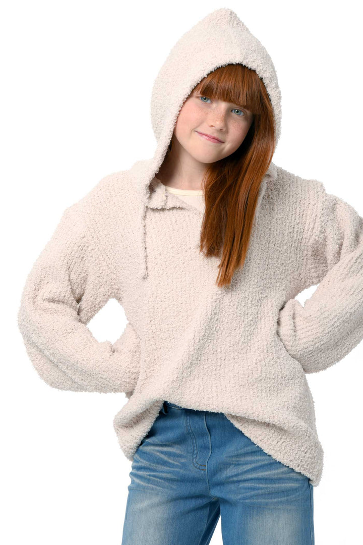 Hannah Banana Little Girl's Cozy Yarn Hoodie Sweater