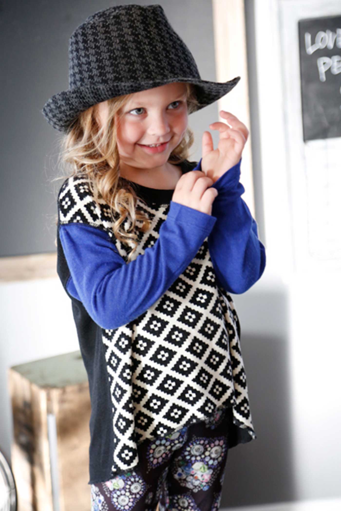 Hannah Banana Little Girls Geometric Print Long Sleeve Top