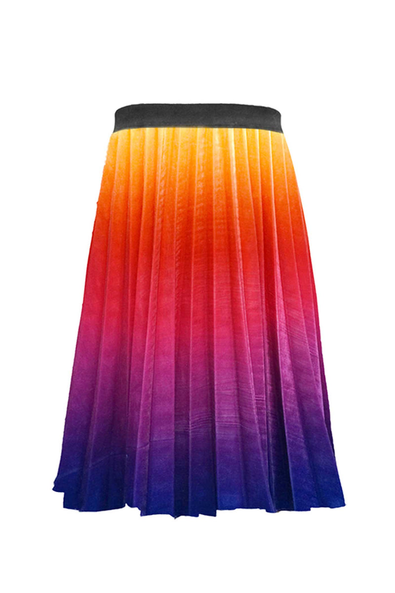 Hannah Banana Big Girls Ombre Pleated Midi Velvet Skirt