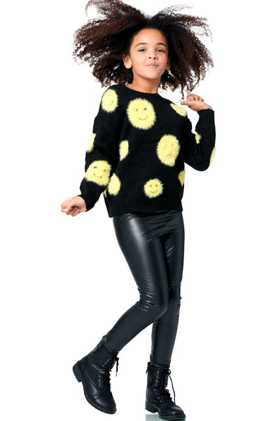 Hannah Banana Little Girl's Soft Fuzzy Emoji Sweater