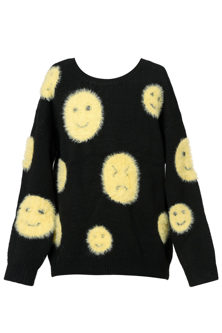 Hannah Banana Little Girl's Soft Fuzzy Emoji Sweater