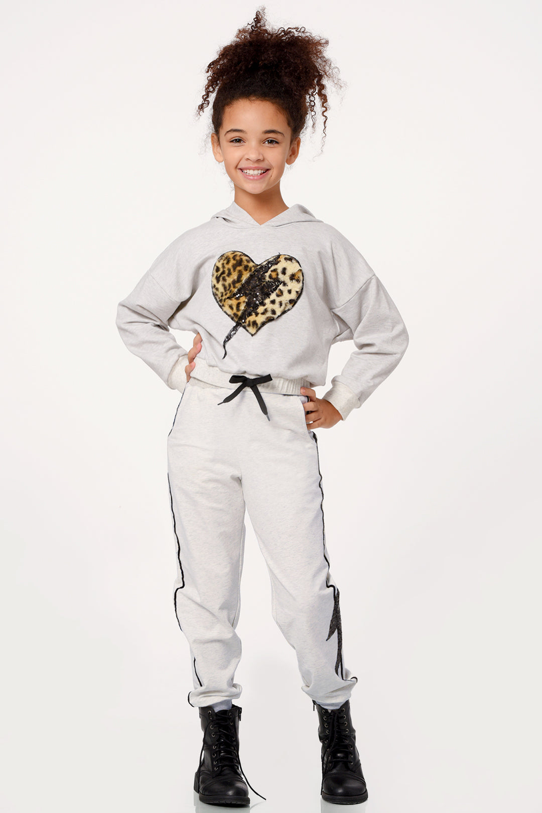 Hannah Banana Little Girl's Sequin Thunder Side Stripe Joggers