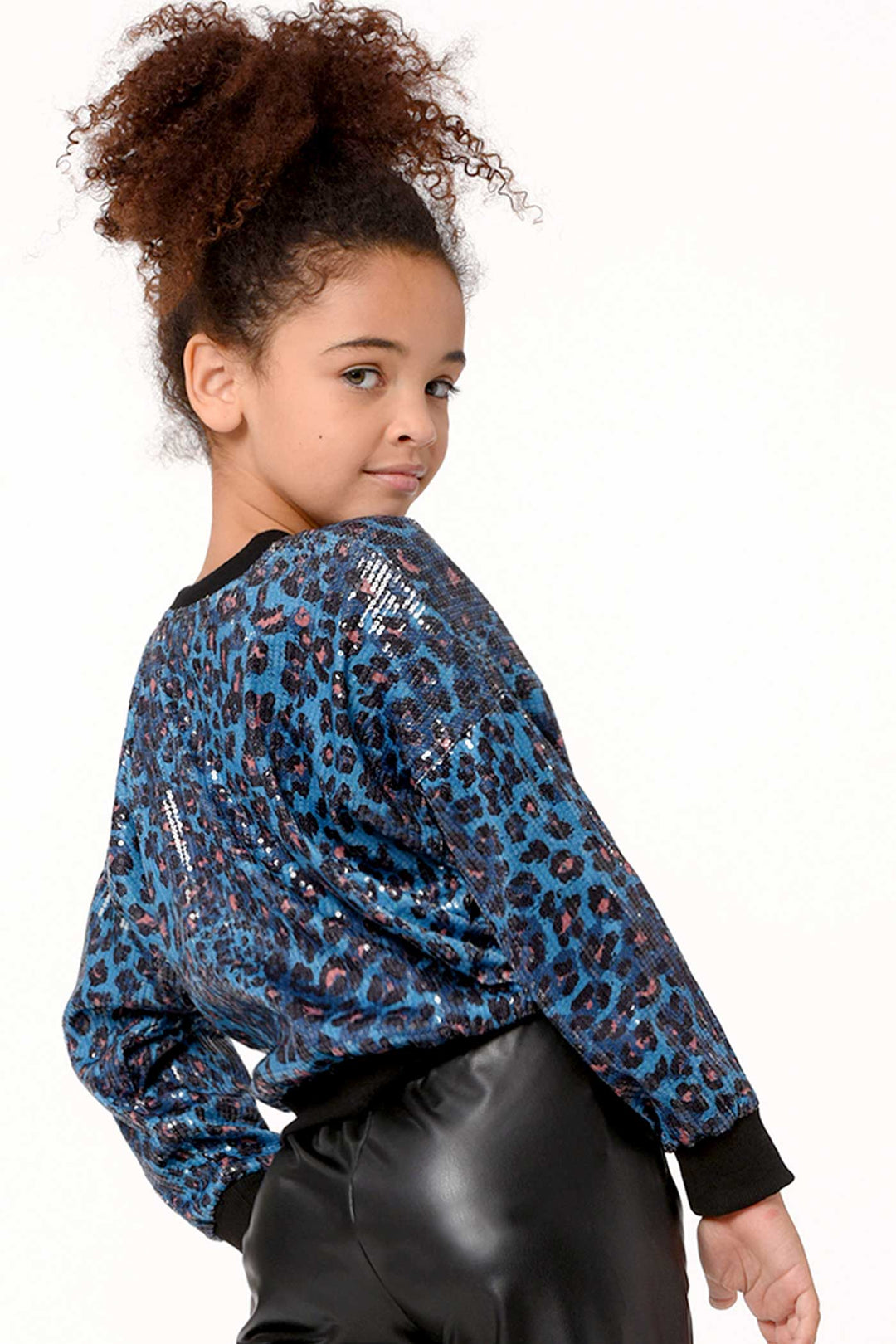 Hannah Banana Little Girl's Sequin Leopard Print Sweatshirt