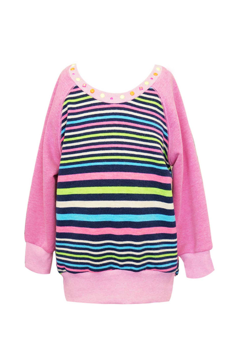 Little Girls Rainbow Stripe Sweatshirt Top