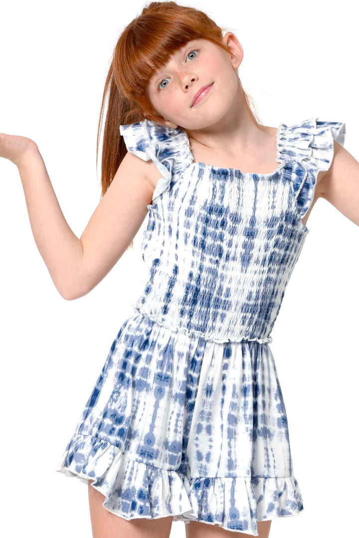 Hannah Banana Big Girls Smocked Top Tie-Dye Romper