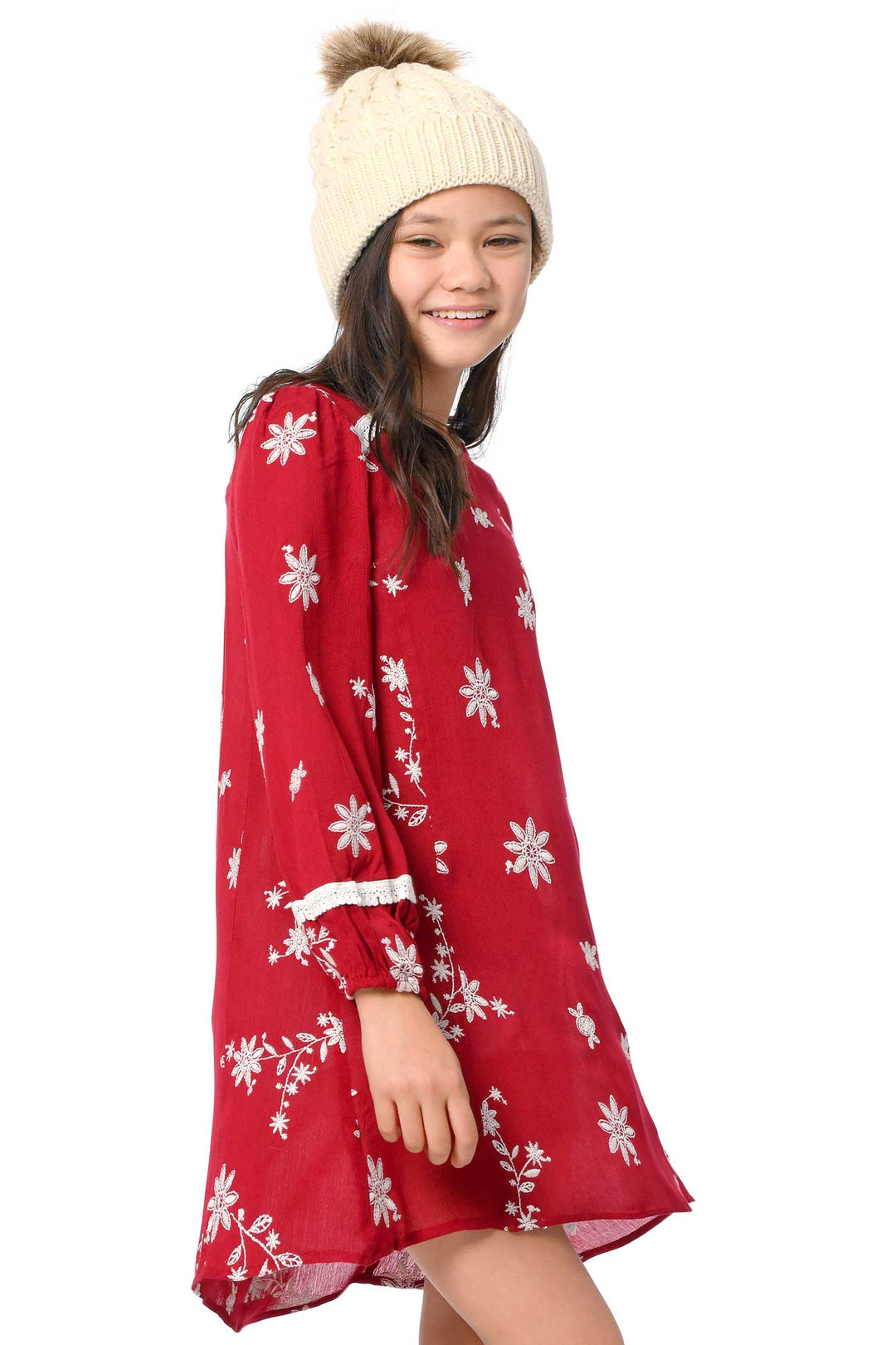 Truly Me Big Girls Long Sleeve Embroidered Boho Dress