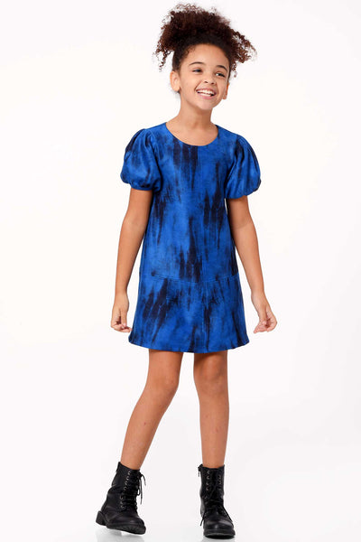 Hanana Banana Little Girl's Puff Sleeve Abstract Dress