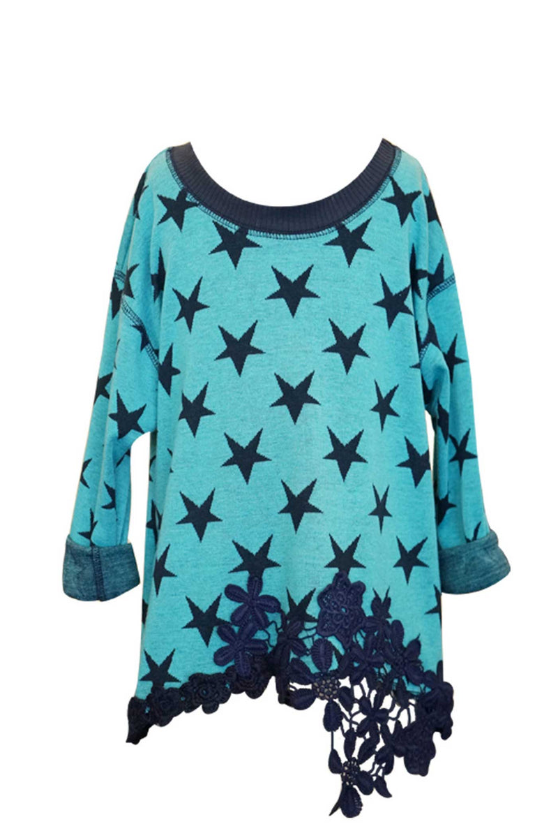 Hannah Banana Little Girls Star All Over Print Long Sleeve Tunic Top