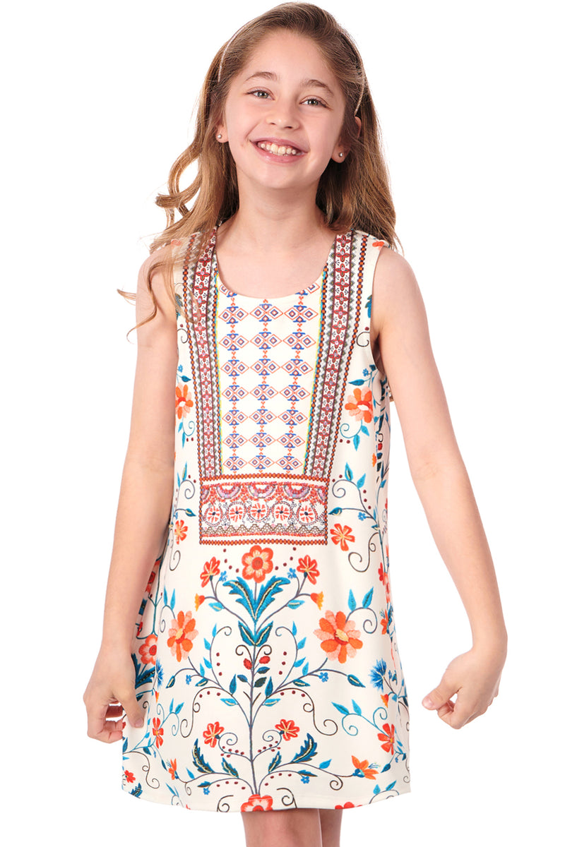 Girls Floral Printed A-Line Dress