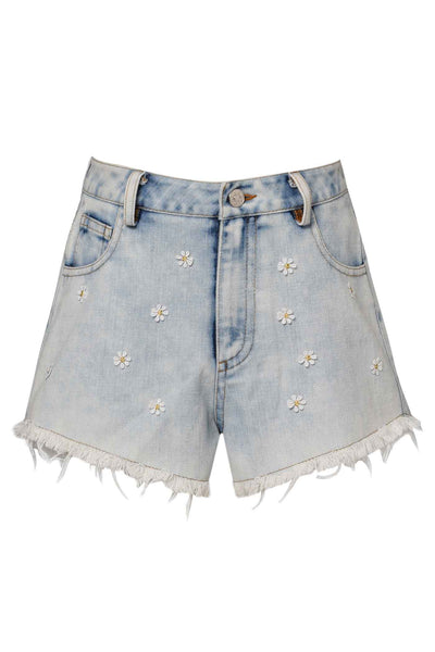 Hannah Banana Girls Washed Daisy Denim Shorts