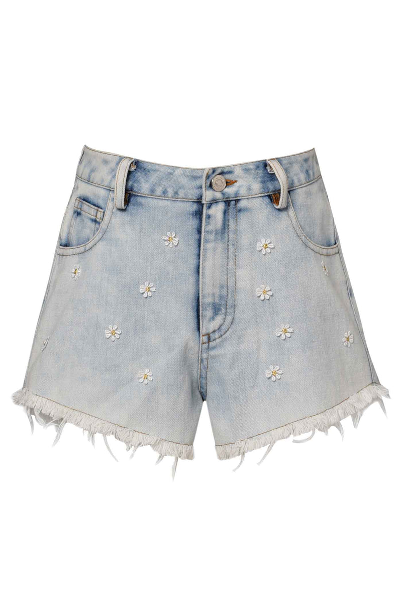 Hannah Banana Girls Washed Daisy Denim Shorts