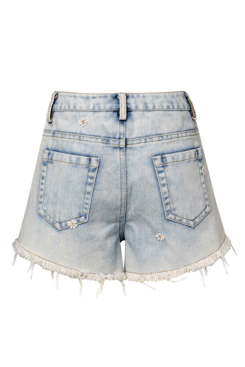 Hannah Banana Girls Washed Daisy Denim Shorts