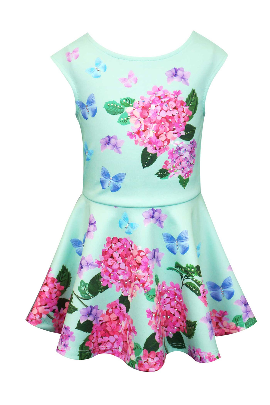 Little Girls Fit and Flare Floral Print Skater Dress