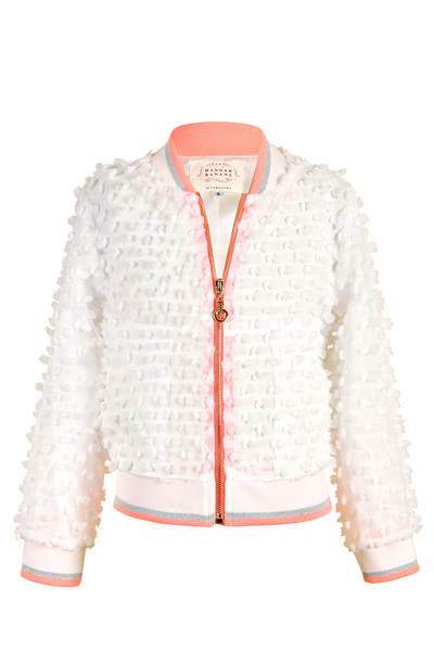 Girls 3D Polka Dots Semi-See-Through Fashion Bomber Jacket