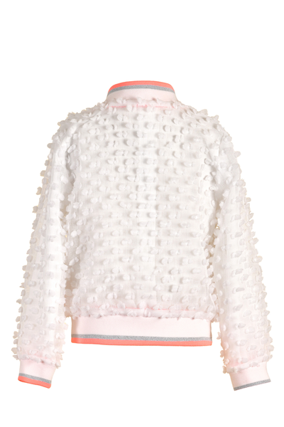 Girls 3D Polka Dots Semi-See-Through Fashion Bomber Jacket