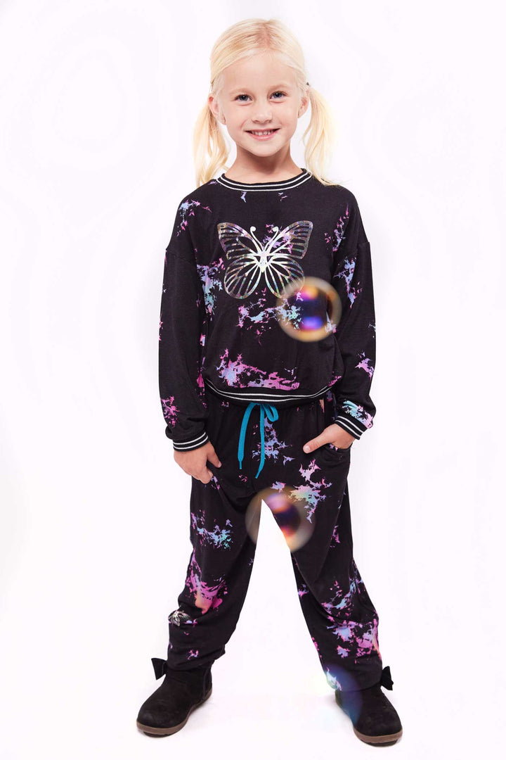 Hannah Banana Mommy & Me Little Girl's Marble Tie Tye Hologram Butterfly Set