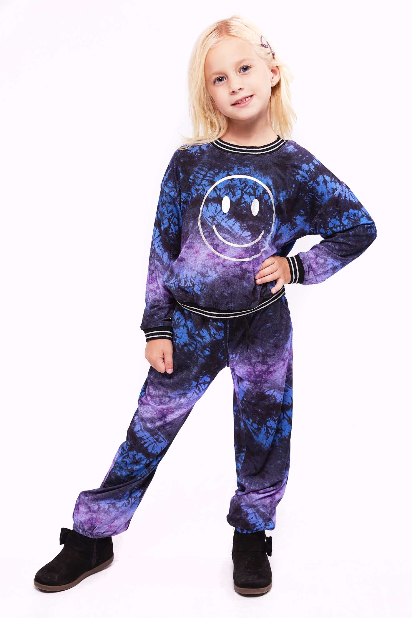 Hannah Banana Little Girl's Silver Hologram Graphic Tie-Dye Set Mommy & Me