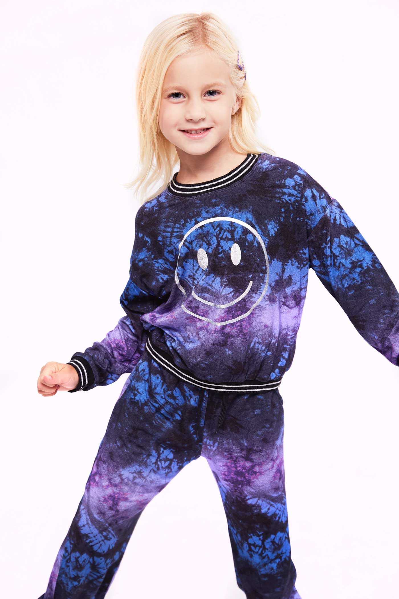 Hannah Banana Little Girl's Silver Hologram Graphic Tie-Dye Set Mommy & Me