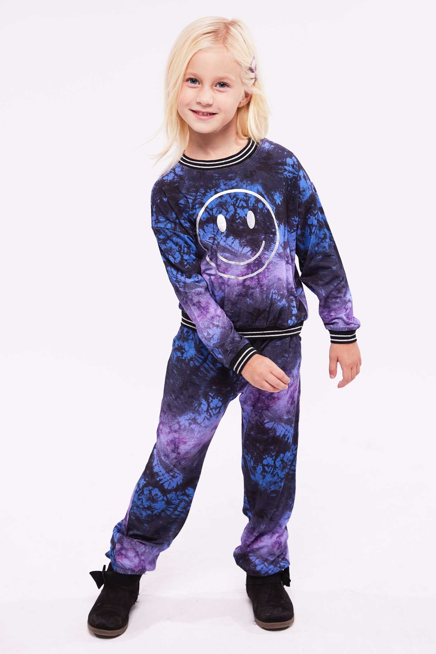 Hannah Banana Little Girl's Silver Hologram Graphic Tie-Dye Set Mommy & Me