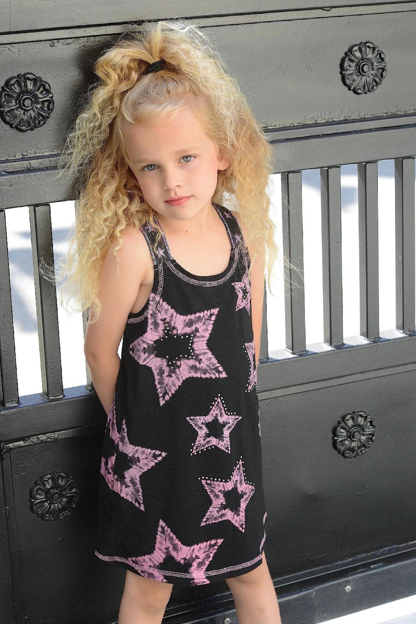 Little Girl’s Tie Dye Star A-Line Dress