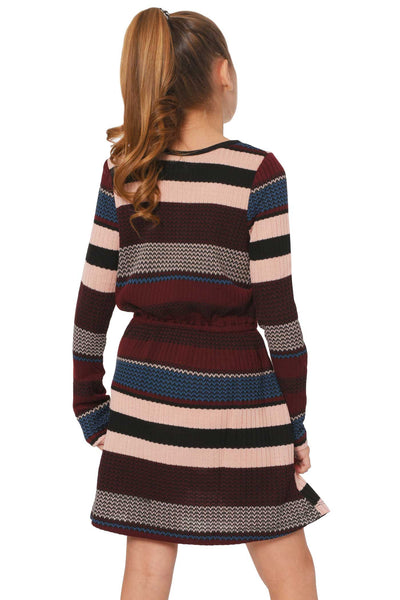 Truly Me Big Girls Striped Sweater Knit Long Sleeve Dress