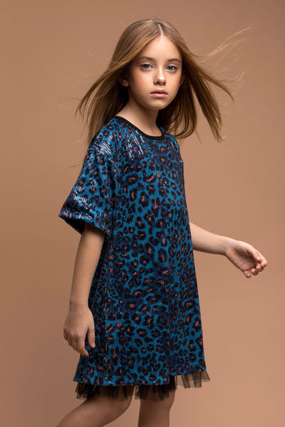 Hannah Banana Little Girl's Leopard Print Loose Fit Dress