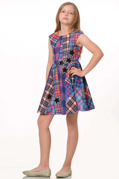 Hannah Banana Girls Fit and Flare Plaid Skater Dress