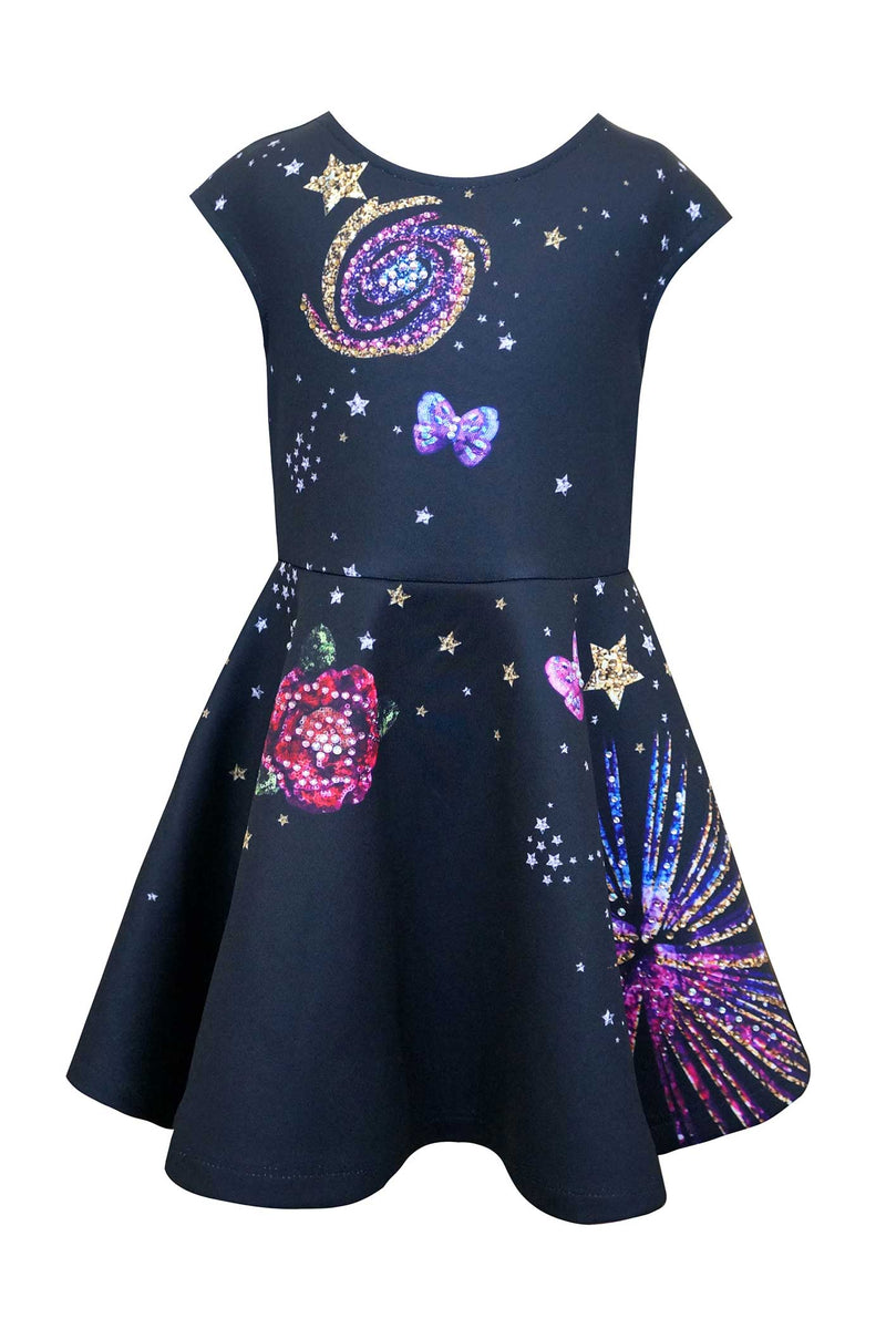 Hannah Banana Little Girls Space Theme Skater Dress