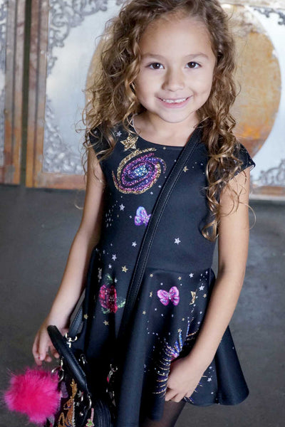 Hannah Banana Little Girls Space Theme Skater Dress