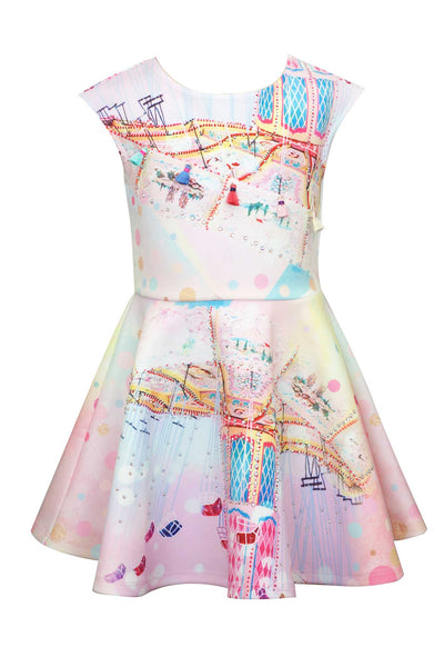Hannah Banana Girls Merry-Go-Round Print Fit and Flare Skater Dress