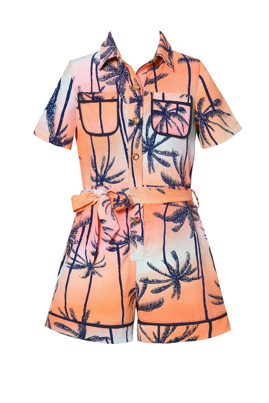 Hannah Banana Girls Palm Treen and Sunset PJ Style Romper