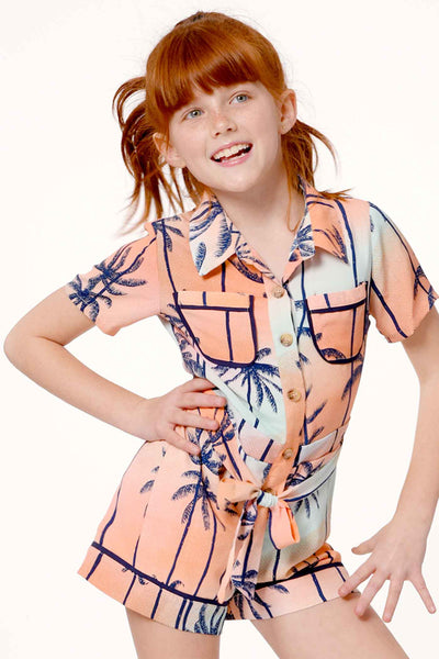 Hannah Banana Girls Palm Treen and Sunset PJ Style Romper