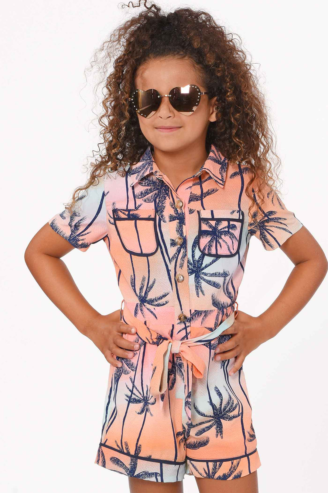 Hannah Banana Girls Palm Treen and Sunset PJ Style Romper