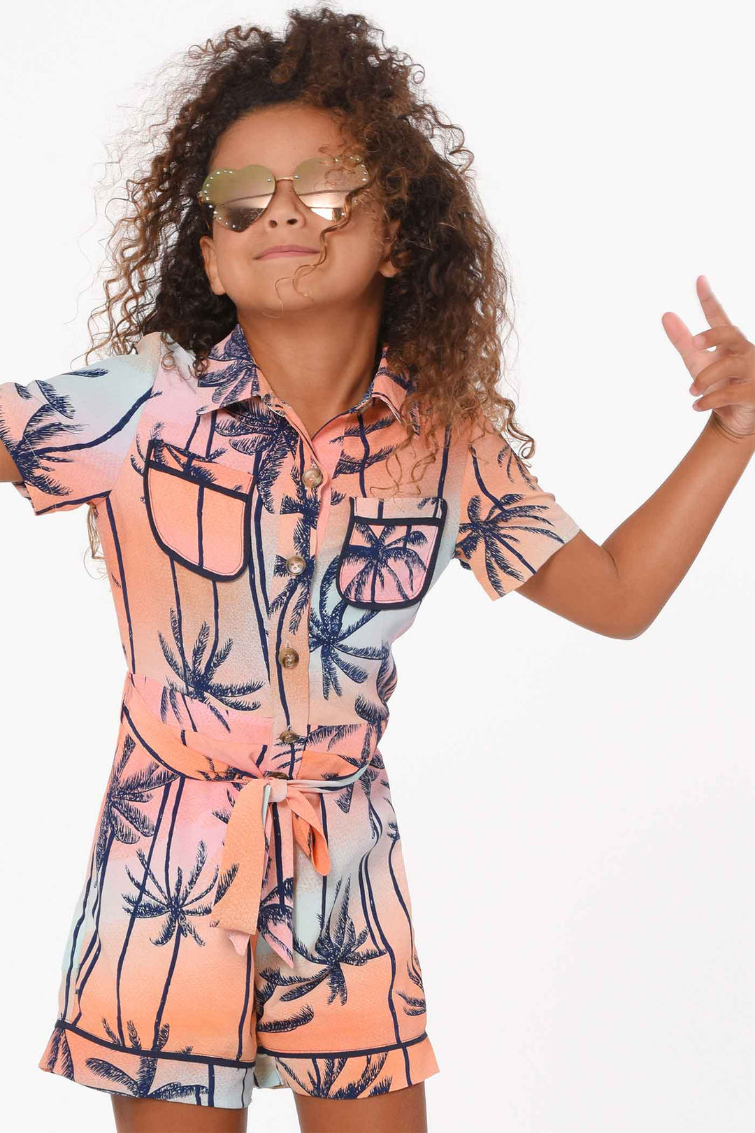 Hannah Banana Girls Palm Treen and Sunset PJ Style Romper
