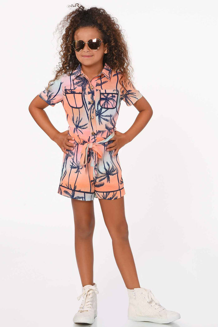 Hannah Banana Girls Palm Treen and Sunset PJ Style Romper