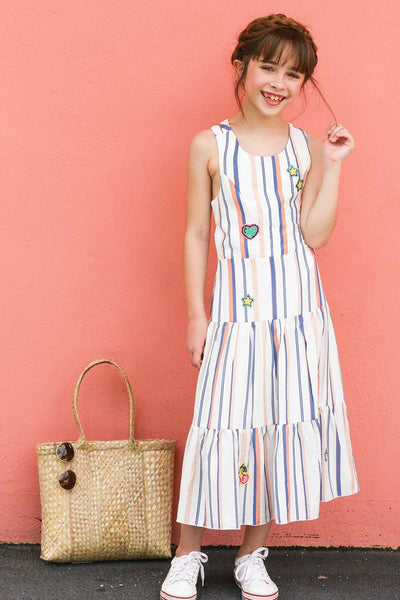 Little Girls | Big Girls Striped Midi Summer Dress