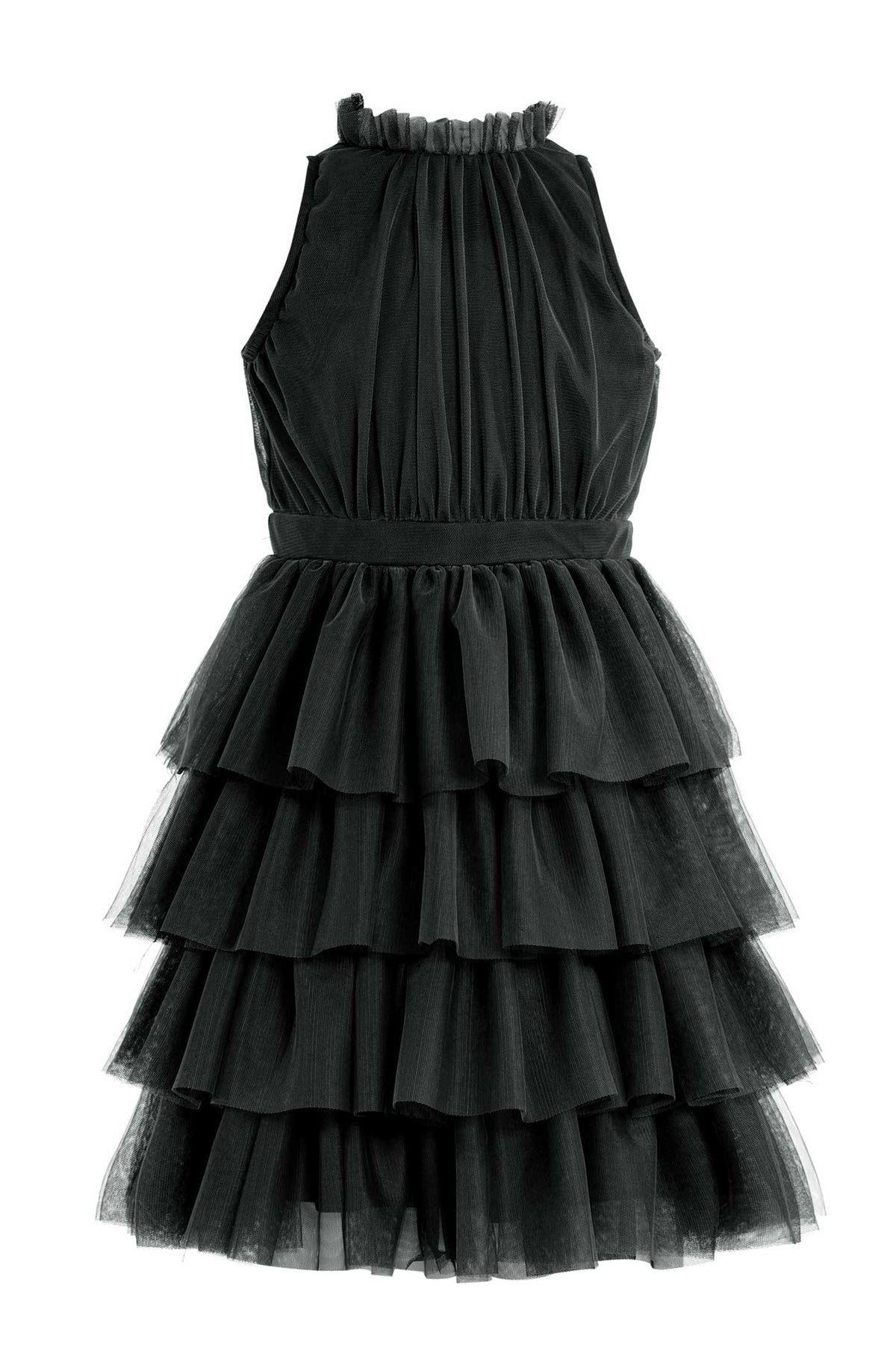 Hannah Banana Big Girls High Neck Sleeveless Tiered Mesh Party Dress