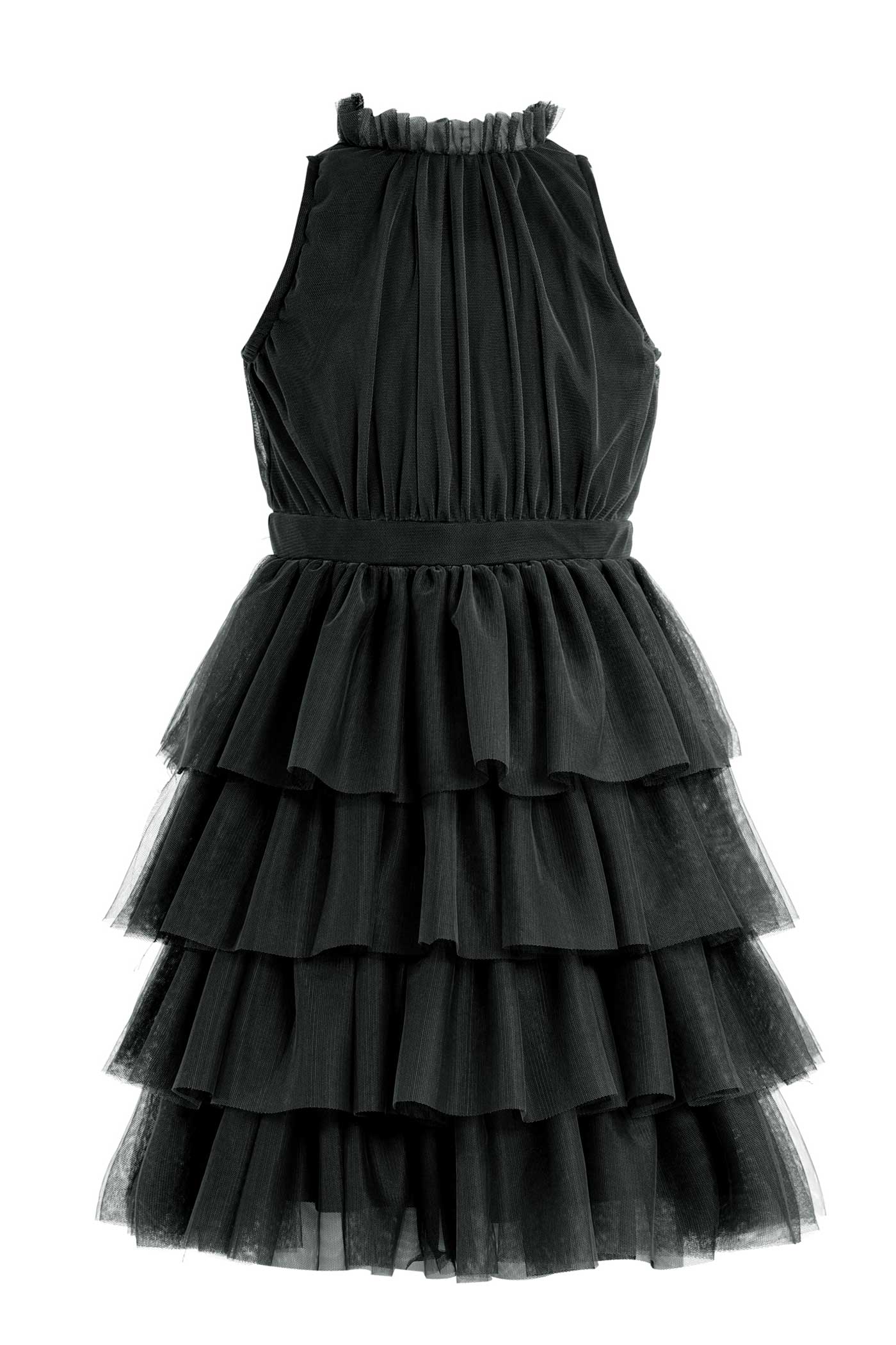 Hannah Banana Big Girls High Neck Sleeveless Tiered Mesh Party Dress