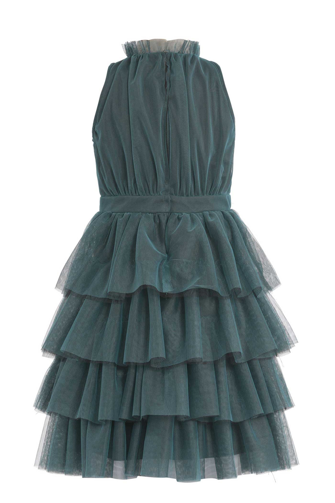 Hannah Banana Big Girls High Neck Sleeveless Tiered Mesh Party Dress