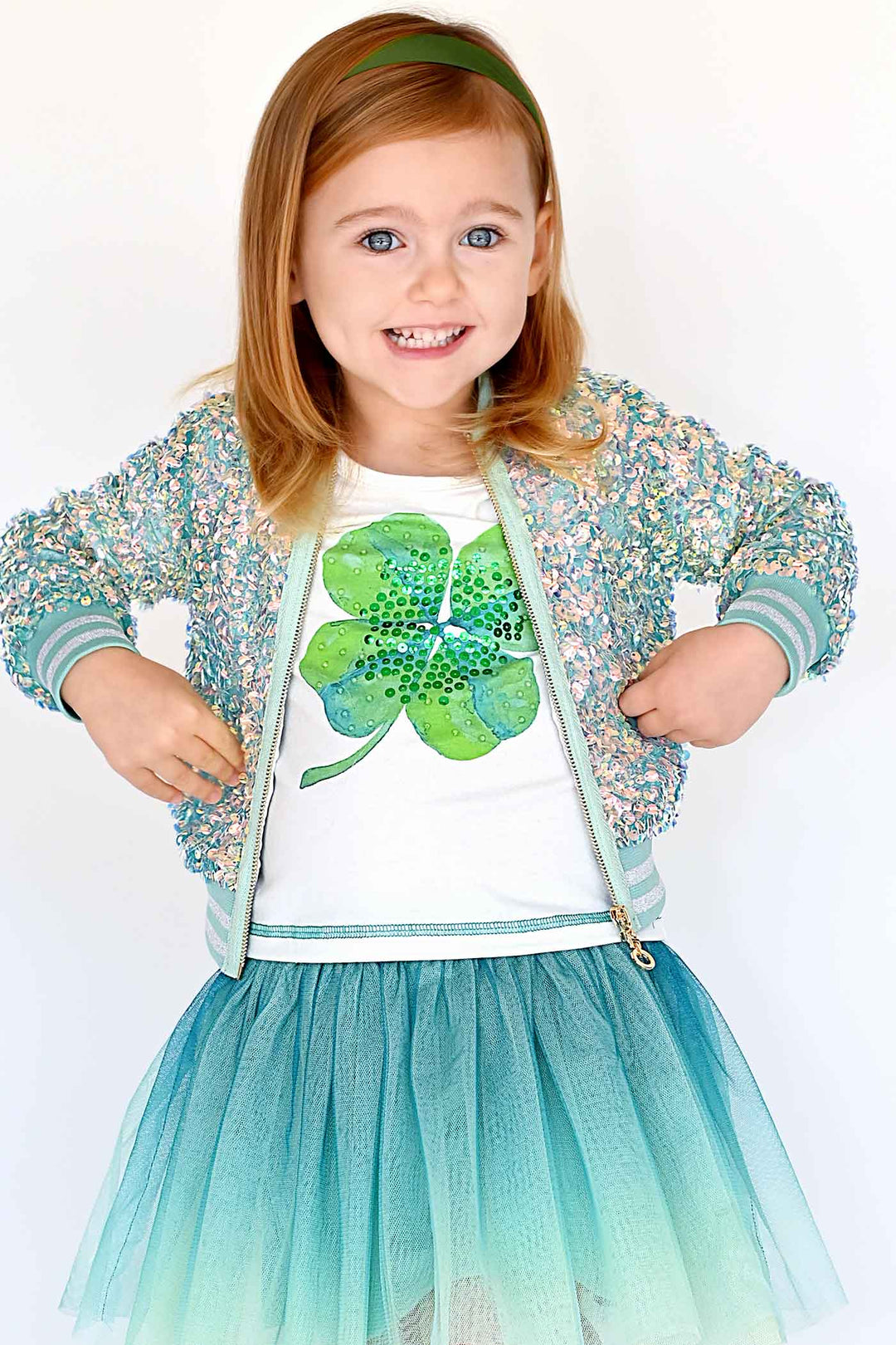 Hannah Banana Girls Holographic Sequin Fashion Bomber Jacket