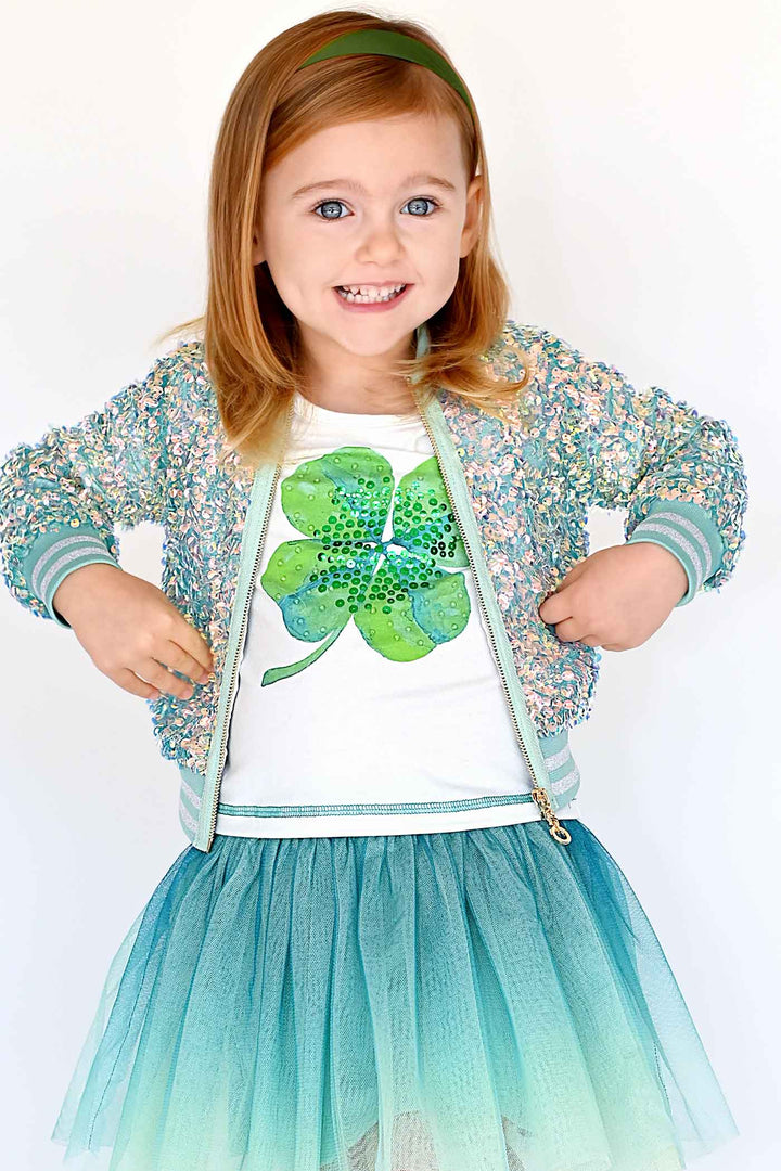 Hannah Banana Girls Holographic Sequin Fashion Bomber Jacket