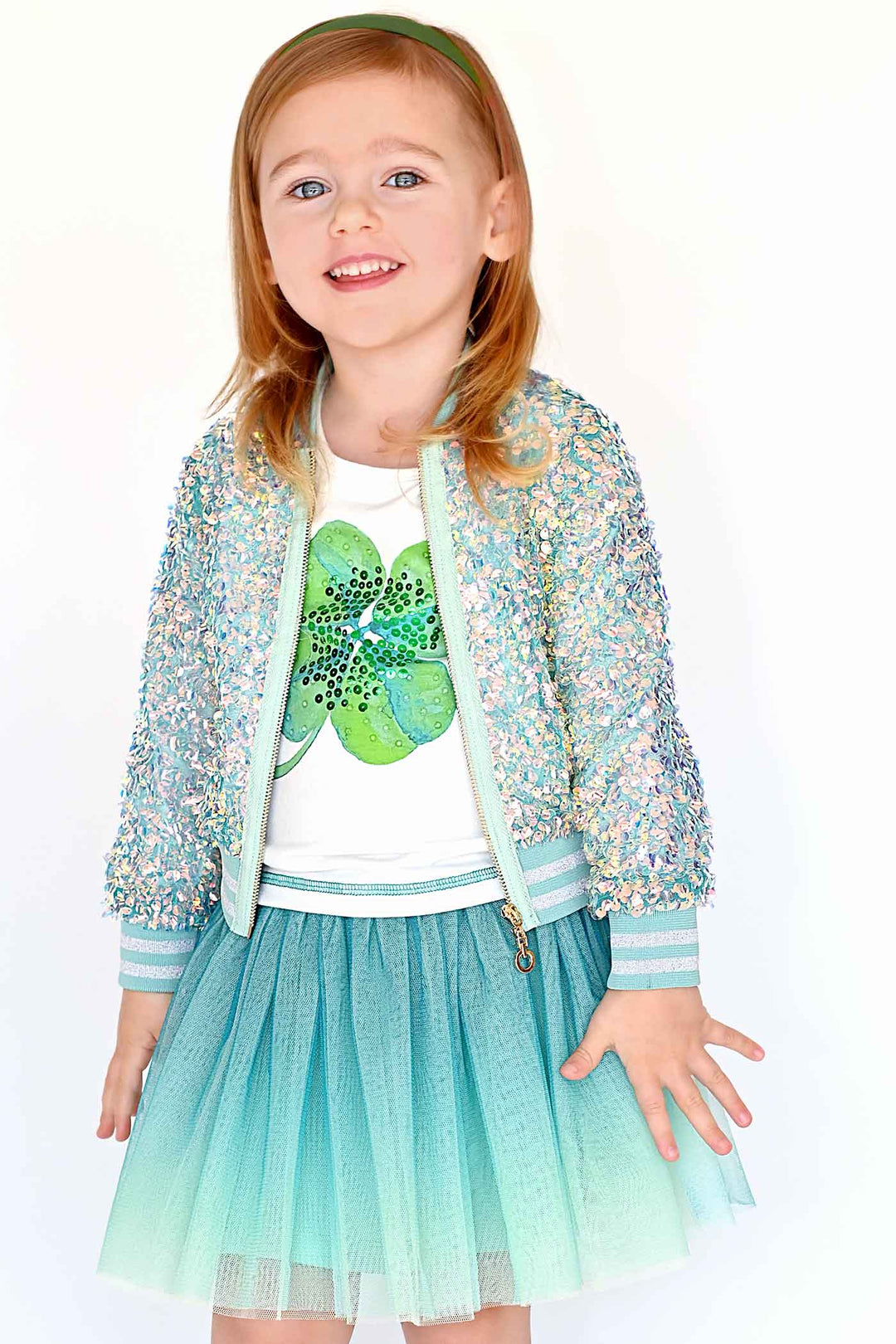 Hannah Banana Girls Holographic Sequin Fashion Bomber Jacket