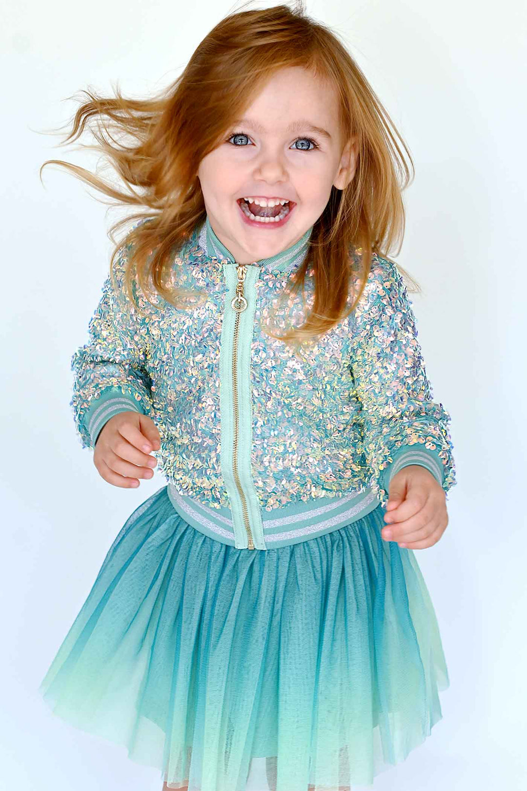 Hannah Banana Girls Holographic Sequin Fashion Bomber Jacket