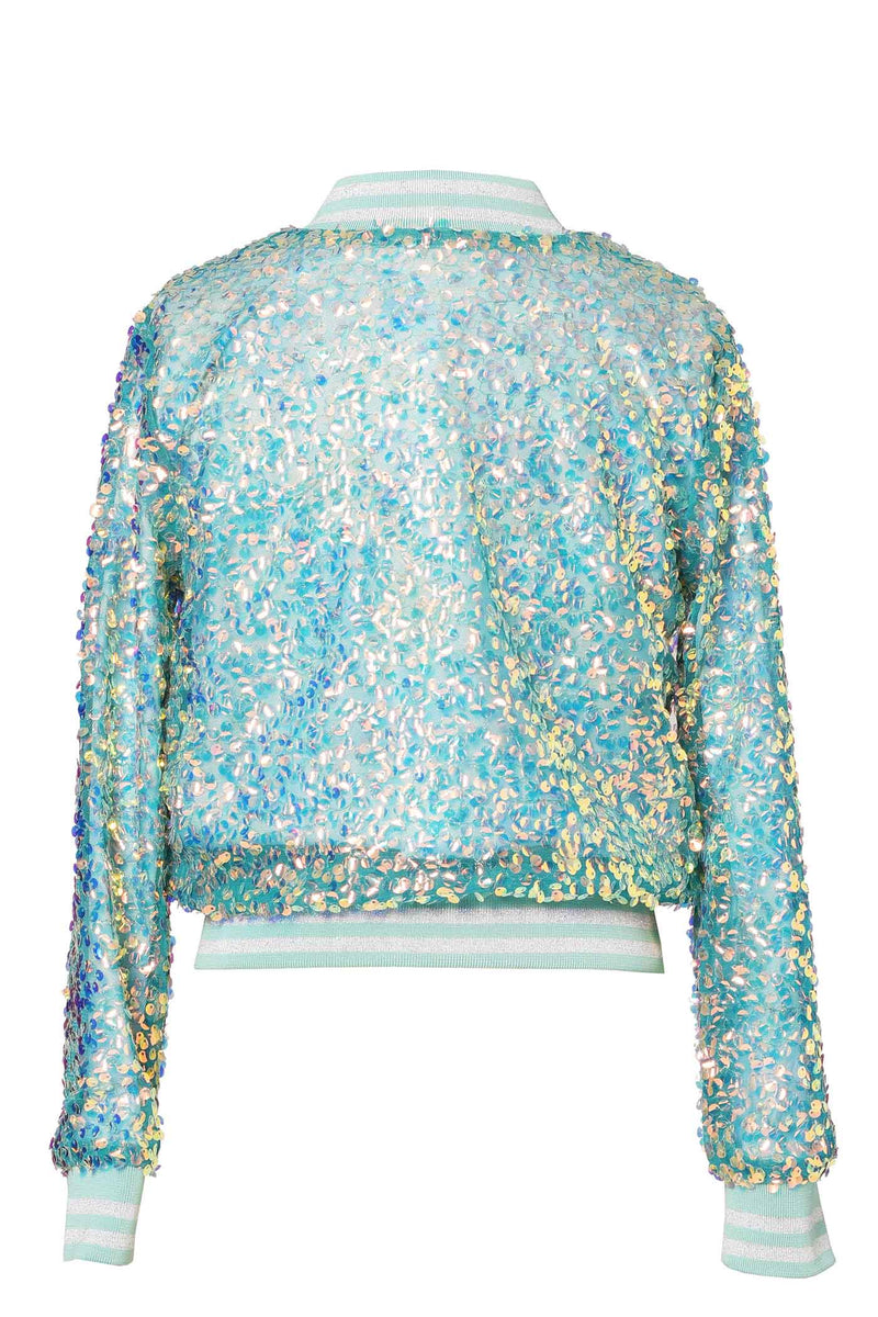 Hannah Banana Girls Holographic Sequin Fashion Bomber Jacket