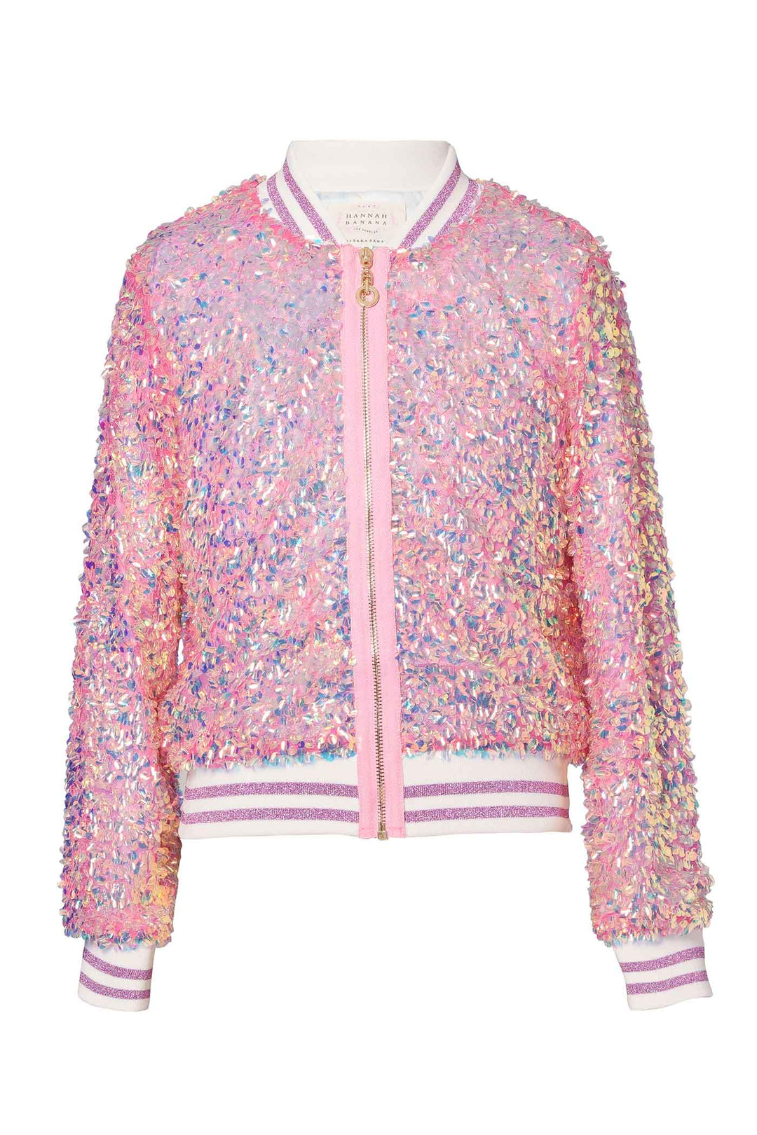 Hannah Banana Girls Holographic Sequin Fashion Bomber Jacket